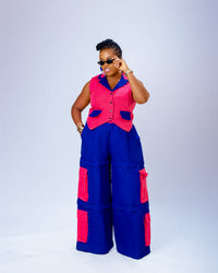 Banke Cargo Trouser | Blue and Pink Aṣọ Òkè