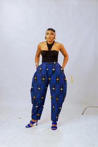 Norah Akwete Trouser | Blue Multicolor Print