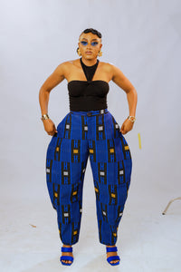 Norah Akwete Trouser | Blue Multicolor Print