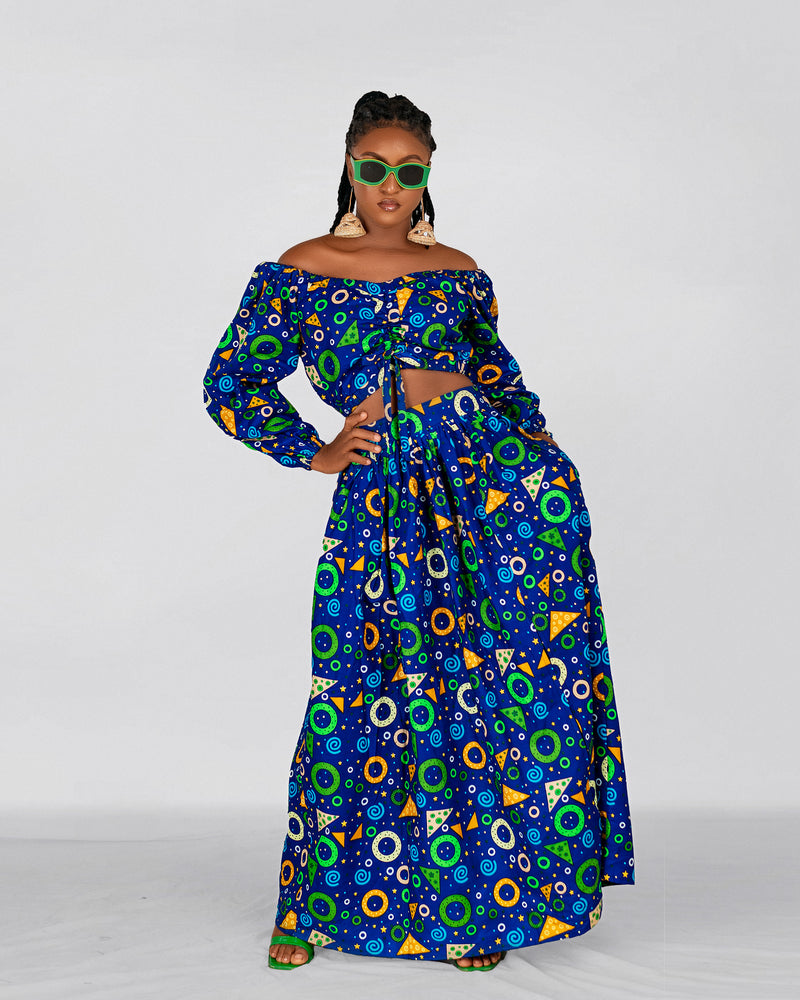 Chichi Ankara Crop Top | Blue and Green African Print M.A.DKollection Chichi Ankara Crop Top | Blue and Green African Print M.A.DKollection