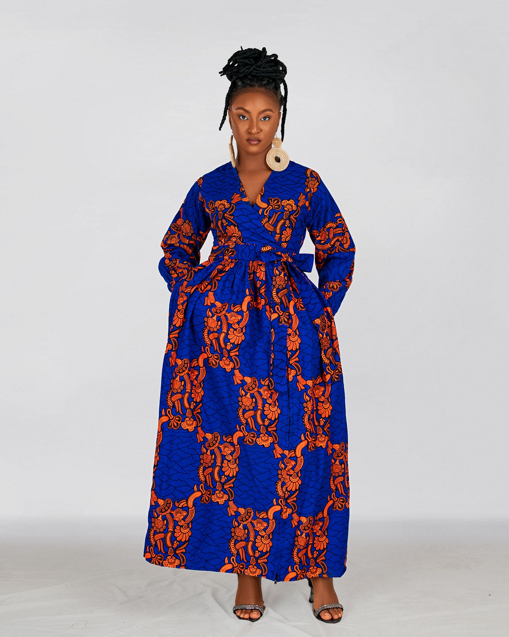 Bekky Ankara Maxi Dress | Blue and Orange African Print M.A.DKollection Bekky Ankara Maxi Dress | Blue and Orange African Print M.A.DKollection