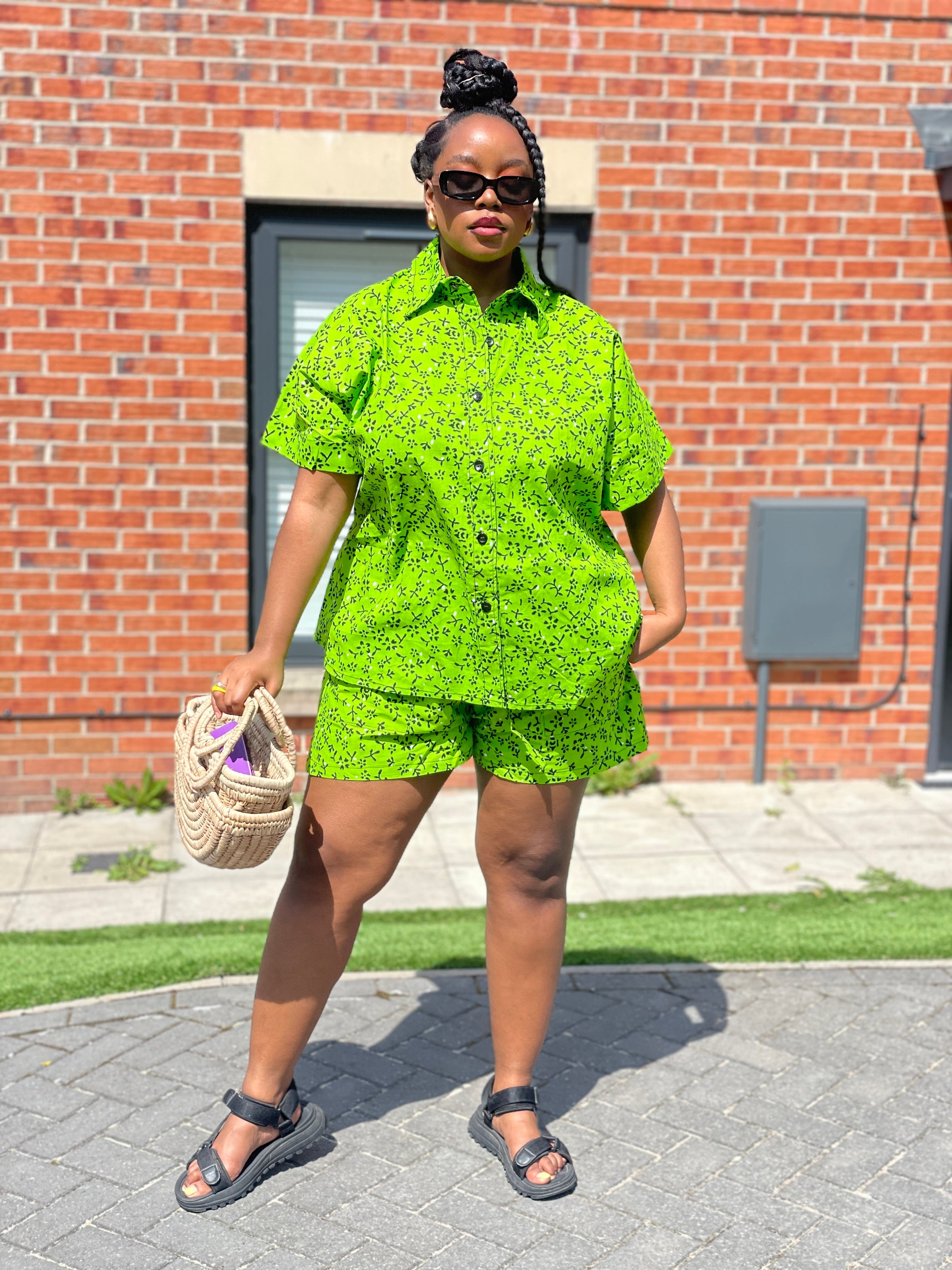 Alina Ankara Shorts Green African Print –