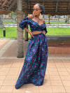 Cora Ankara Crop Top | Navy Blue African Print