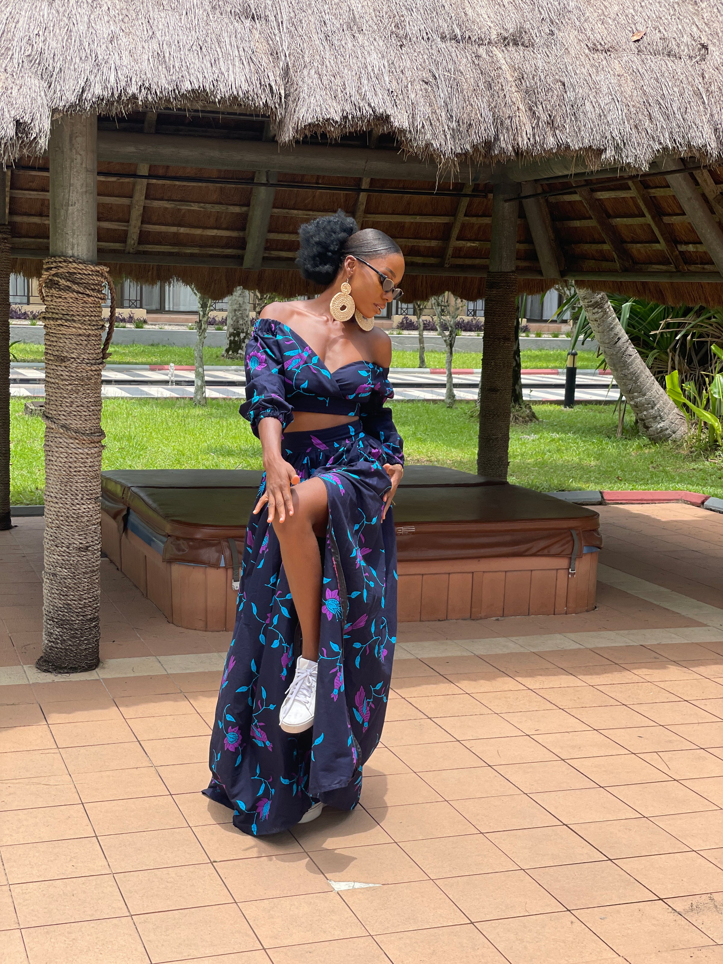 navy blue african dress African Print Blue Infinity Multiway Maxi Dress