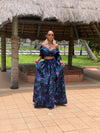 Cora Ankara Crop Top | Navy Blue African Print
