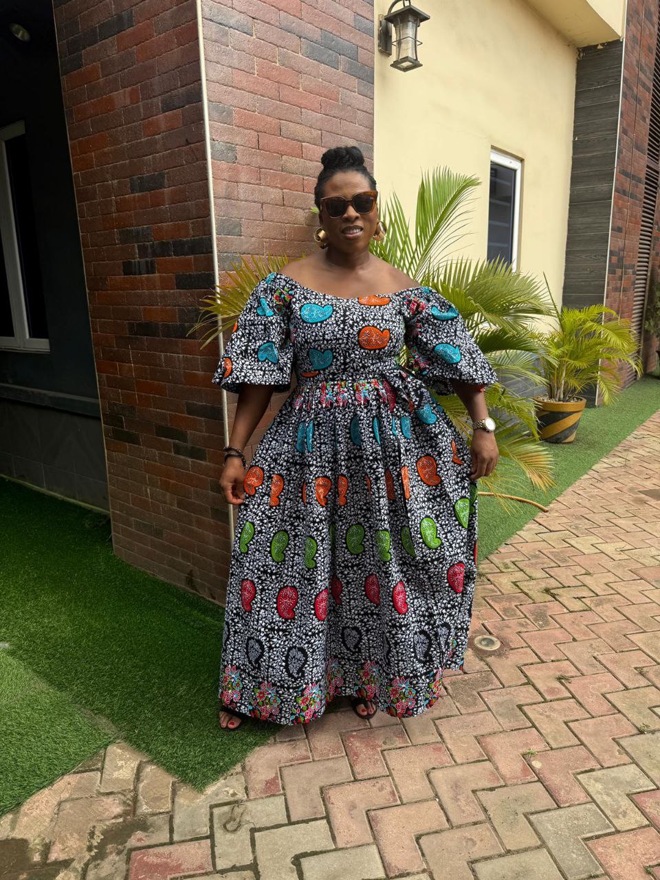 Chichi Ankara Off Shoulder Maxi Dress |   Multicoloured African Print