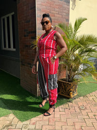 Erin Ankara Cargo Trouser | Orange and White African Print