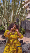 Oneil Ankara Maxi Dress | Yellow African Print