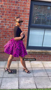 Jolene Ankara High Waisted Flare Short | Pink and Black African Print