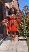 Ogechi Ankara Mini Dress | Orange African Print