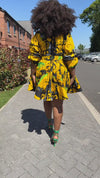 Olaide Ankara Mini Dress | Yellow African Print