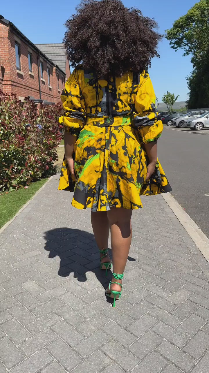 Olaide Ankara Mini Dress | Yellow African Print