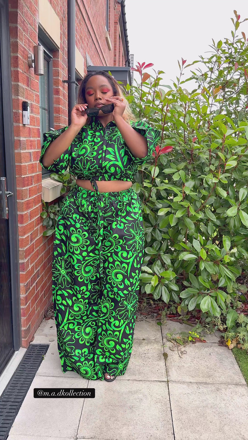 Toki Ankara Crop Top | Green African Print