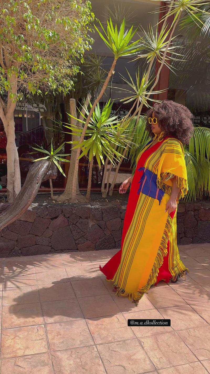 Eni Asooke Kaftan Bubu| Yellow Multicolor Pattern
