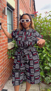 Tosin Culotte |Black and Red Print