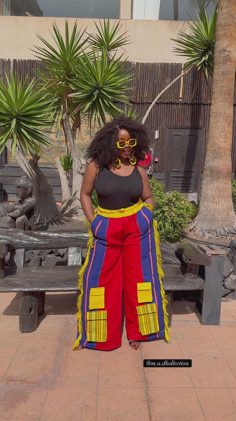 Tiwa Aso oke Cargo Trouser | Multi Color