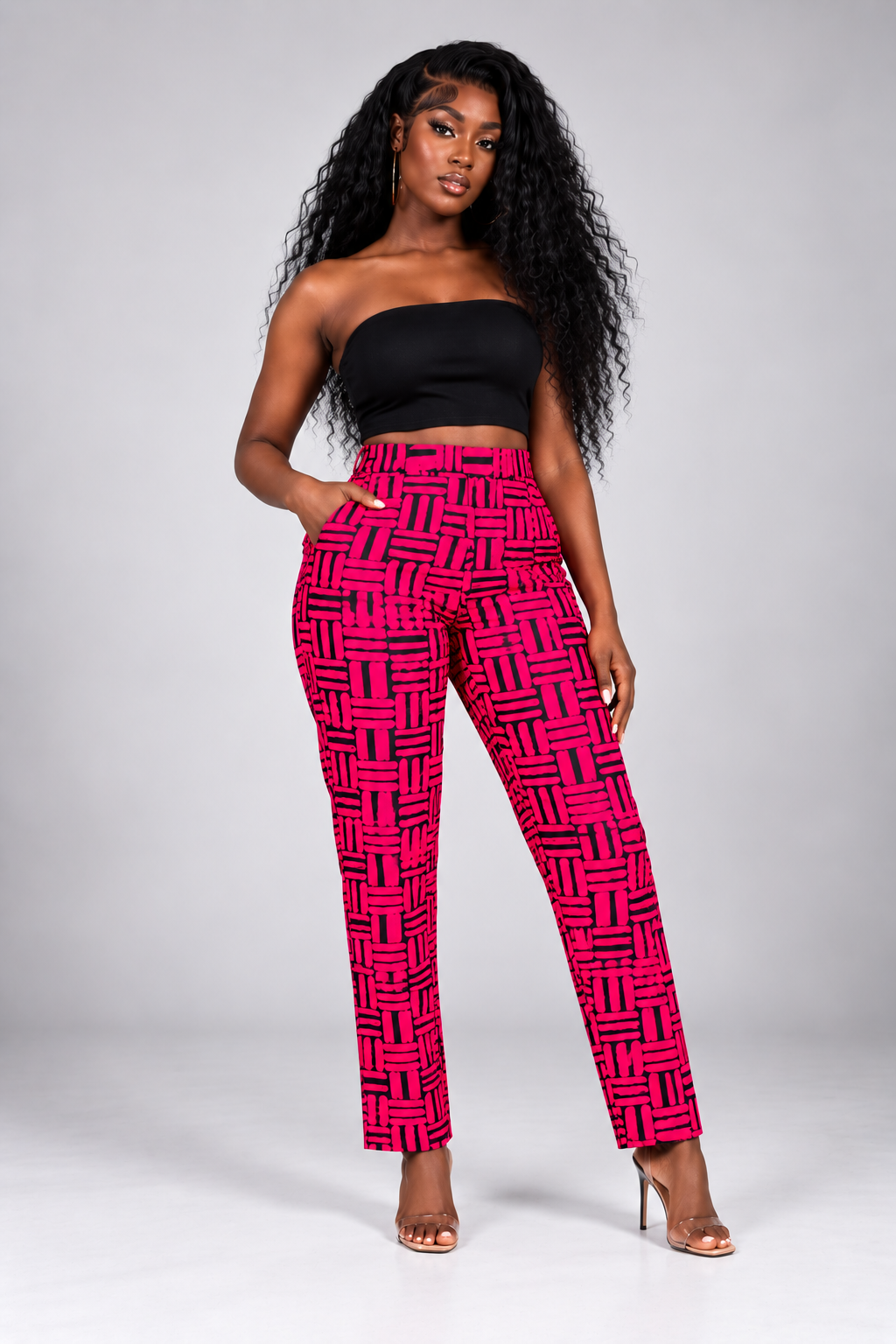 Bibi Ankara High Waisted Trouser | Pink African Print