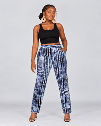 Gilia Ankara High waisted Trouser | Black and White African Print