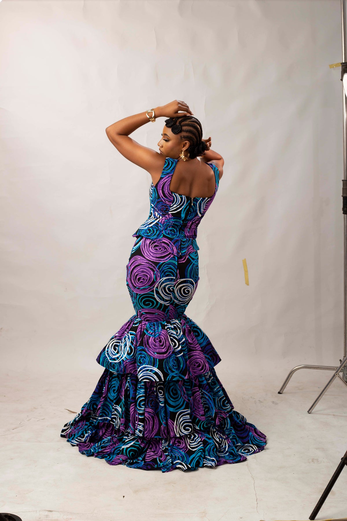 Kehinde Ankara Sleeveless Bustier Top | Blue Multi Color African Print