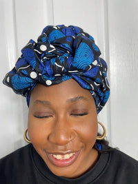 Melany Blue Ankara Headwrap/Scarf