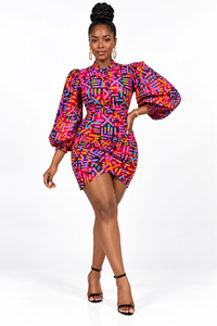 Betty Ankara Short Mini Dress | Pink African Print