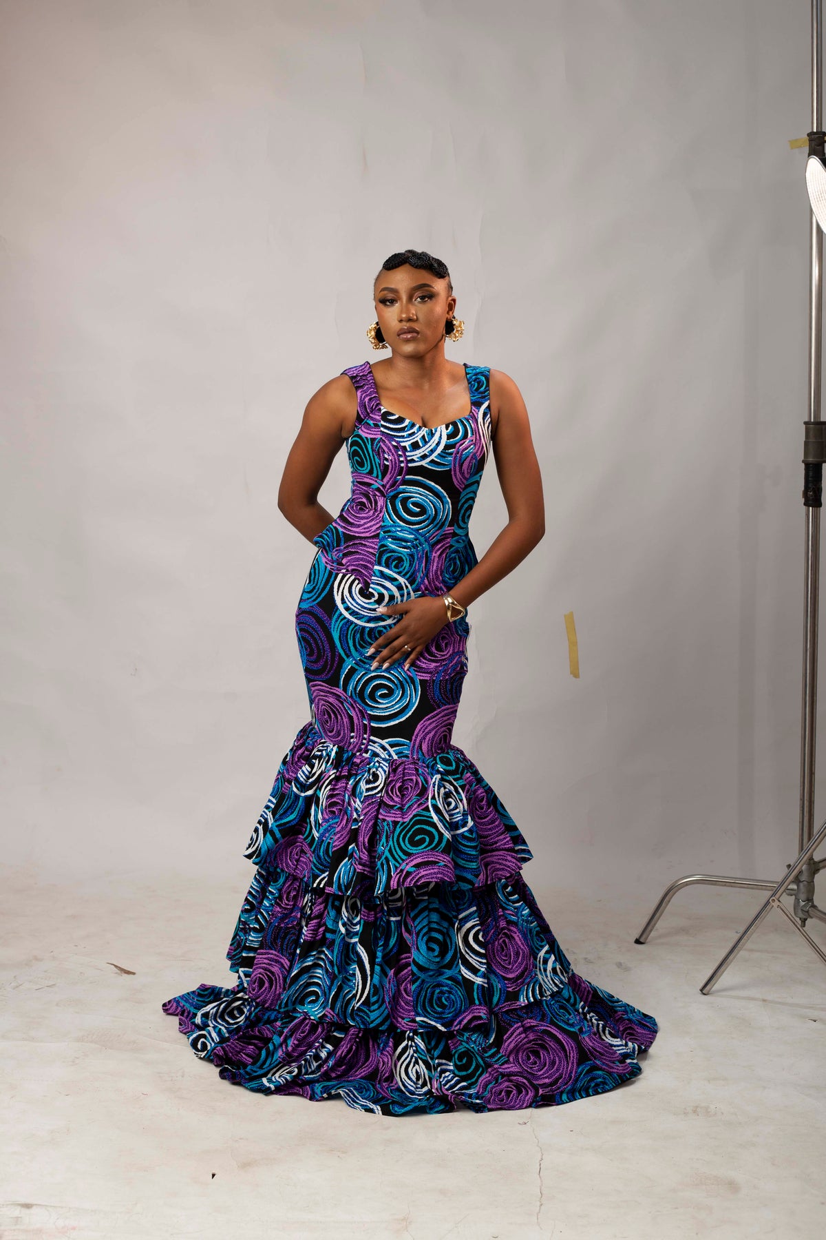 Kehinde Ankara Sleeveless Bustier Top | Blue Multi Color African Print