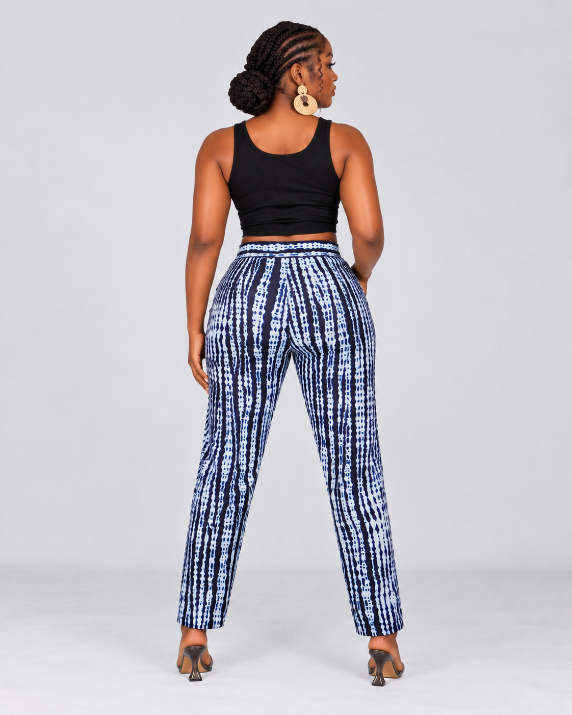 Gilia Ankara High waisted Trouser | Black and White African Print