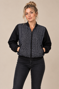 Willa Ankara Mixed Print Bumper Jacket | Black and White African Print