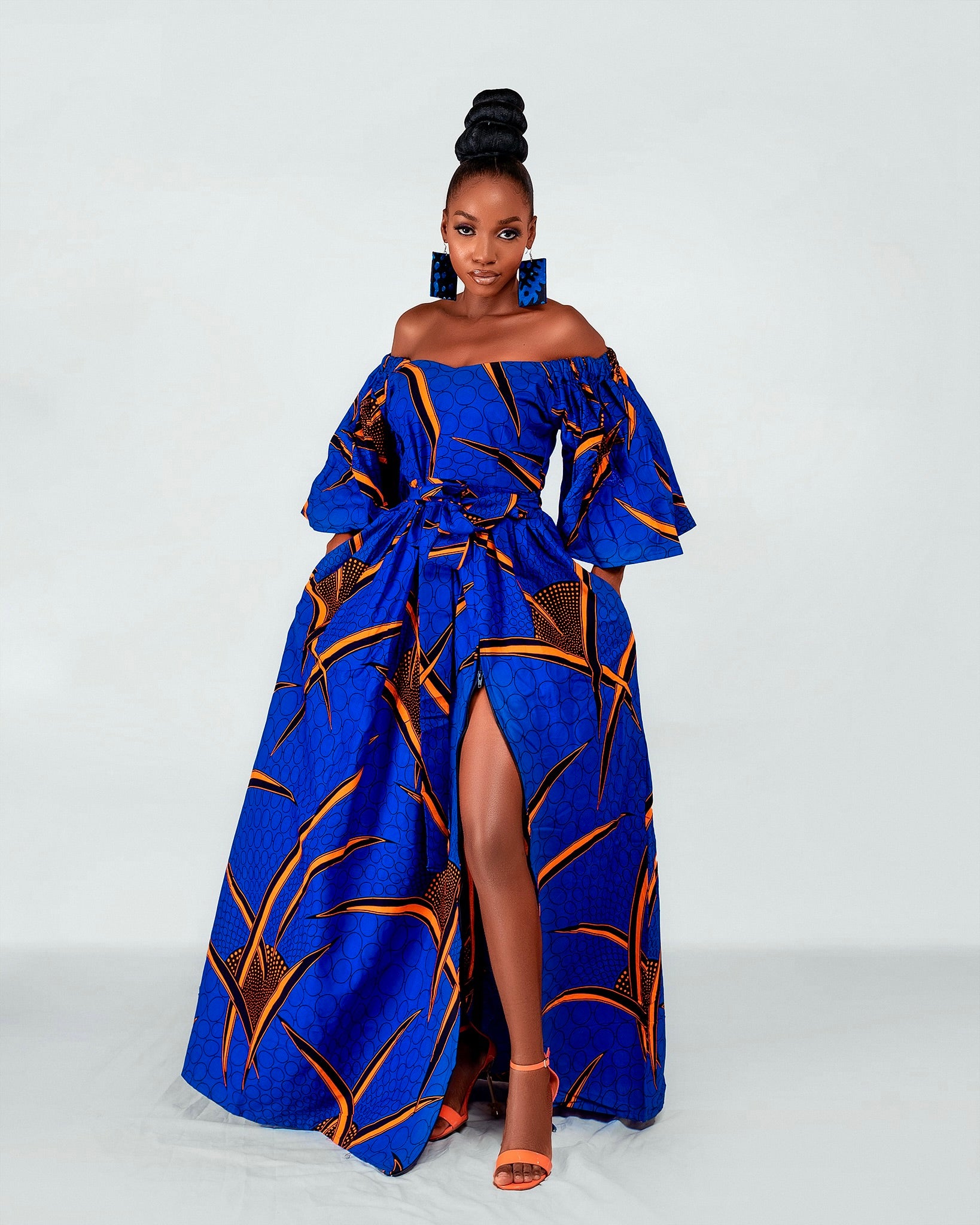 Toni Ankara Off shoulder Maxi Dress