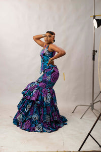 Kehinde Ankara Sleeveless Bustier Top | Blue Multi Color African Print