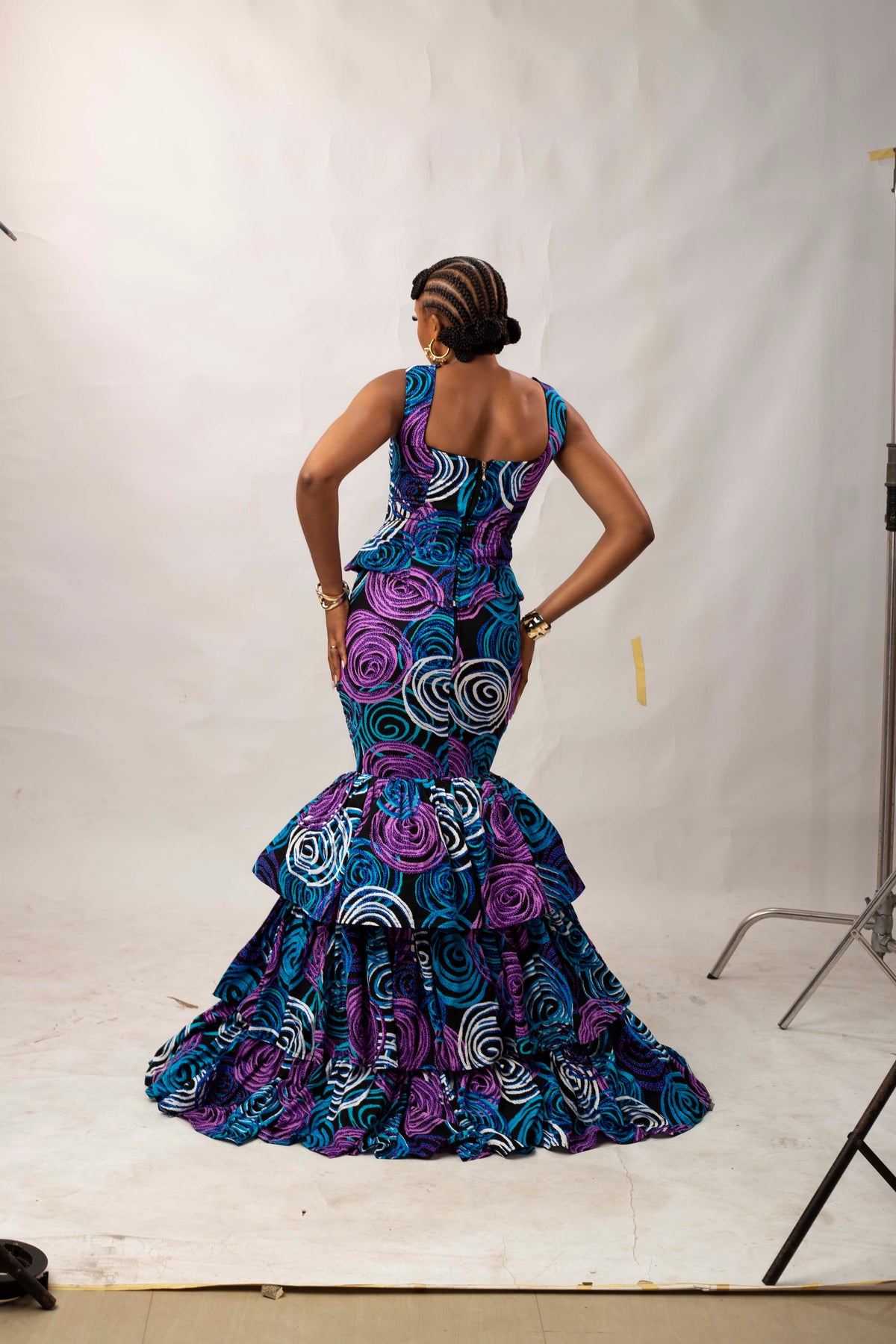 Kehinde Ankara Sleeveless Bustier Top | Blue Multi Color African Print