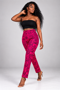 Bibi Ankara High Waisted Trouser | Pink African Print
