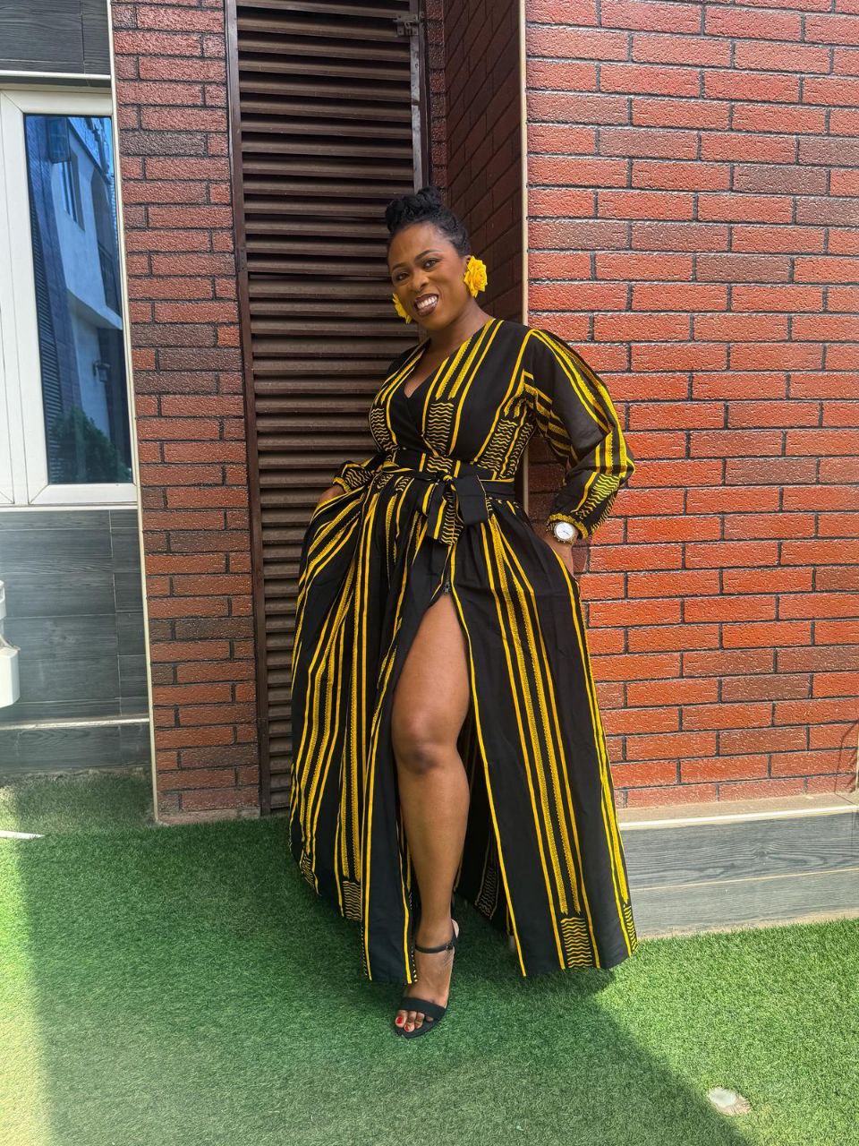 Demi Ankara Maxi Dress | Yellow and Black African Print