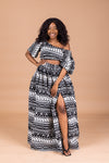 Amina Ankara Crop Top | Black and White African Tribal Print