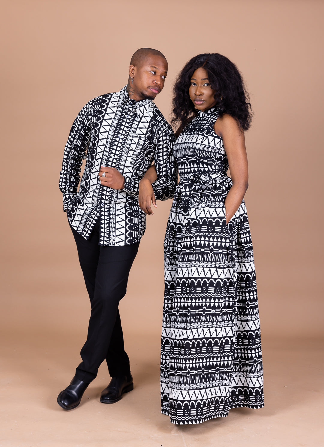 Ankara Black And White African Print Dress Blue White African