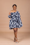 Stella Ankara Midi Women’s Dress | Black and White African Print