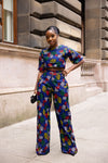 Chuma High Waisted Trouser | Blue African Print