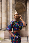 Chuma High Waisted Trouser | Blue African Print