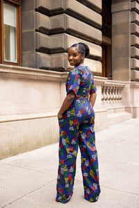 Chuma High Waisted Trouser | Blue African Print