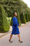 Mwelwa Ankara Midi Pencil Dress | Blue African Print