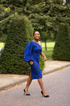 Mwelwa Ankara Midi Pencil Dress | Blue African Print