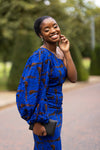 Mwelwa Ankara Midi Pencil Dress | Blue African Print