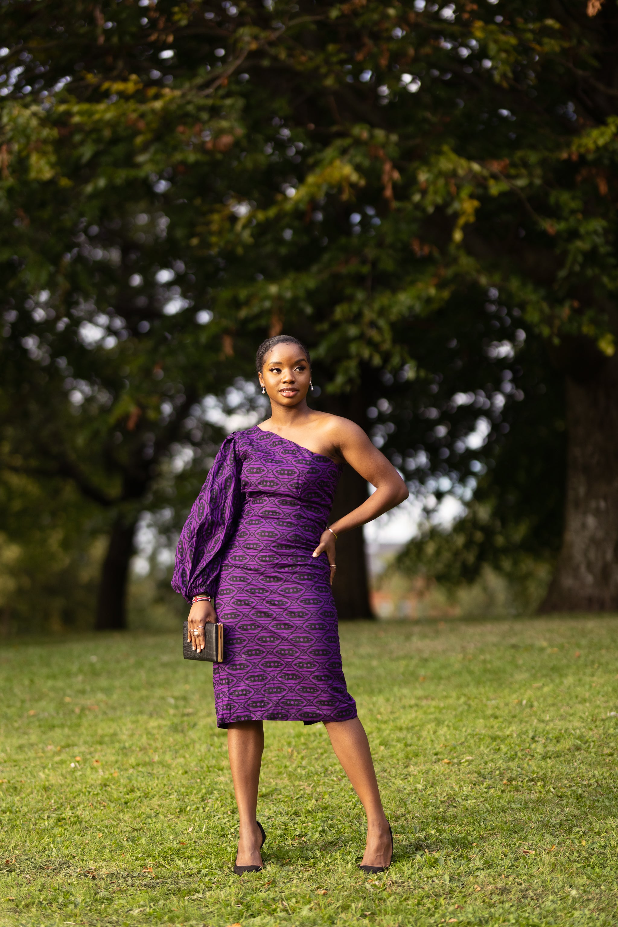 Mutinta Ankara Midi Pencil Dress | Purple African Print – M.A.