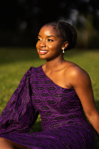 Mutinta Ankara Midi Pencil Dress | Purple African Print