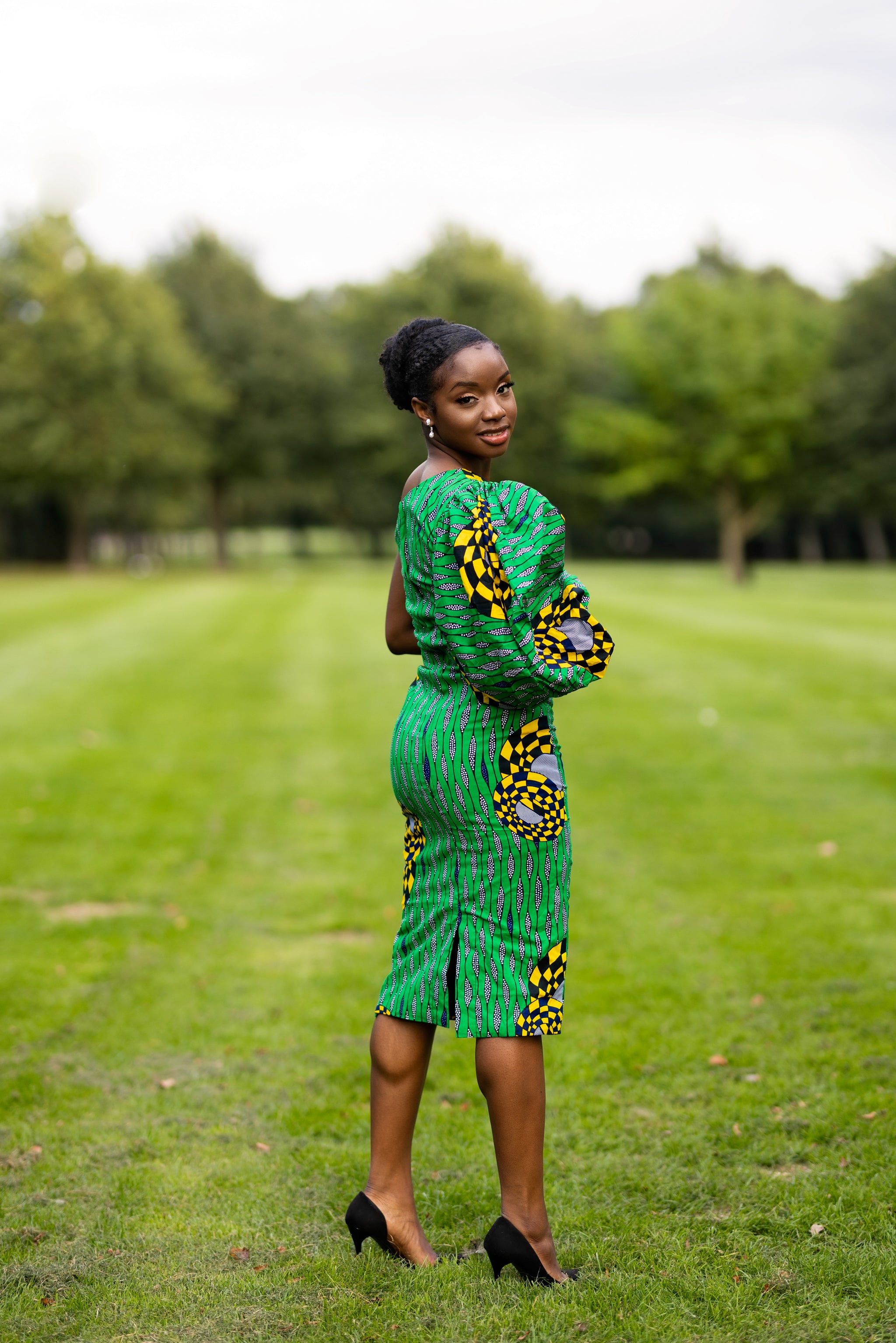 Mukosa Ankara Midi Pencil Dress | Green African Print M.A.DKollection Mukosa Ankara Midi Pencil Dress | Green African Print M.A.DKollection