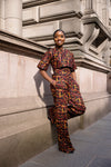 Carmel Ankara High Waisted Trouser | Brown and Black African Print