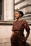 Carmel Ankara High Waisted Trouser | Brown and Black African Print