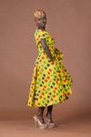 Taraji Ankara Off shoulder Midi Dress | Yellow Stars African Print