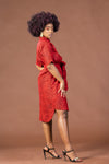 Joey Ankara Midi Dress | Red and Black African Print