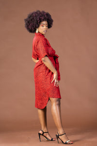 Joey Ankara Midi Dress | Red and Black African Print